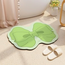 Mabsoshop 彩色大蝴蝶結浪漫珪藻土浴室地墊 YK020, 綠色, 1個