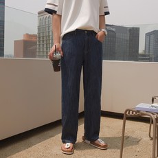 PLAYS 男性時尚寬版丹寧褲