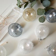 HOUSENSE 聖誕裝飾網球 4款 x 3入組, 混合色, 8cm, 1套