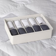 EZLIVING 有蓋塑膠內衣收納盒 10格, 1個, 象牙色+半透明