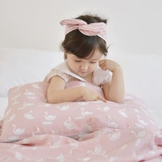 아띠블랑 인견 어린이베개 커버2p+ 속통1p, 핑크스완