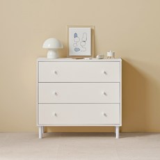 서울소호 더너 3단 속 깊은 폭 넓은 와이드 서랍장 방문설치, 화이트, 3개