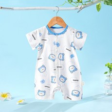 베베니즈 아동용 통기성 귀염패턴 순면 반팔 롬퍼