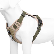 DUOMM 반려동물 투톤 야광 하네스, 카키, 1개