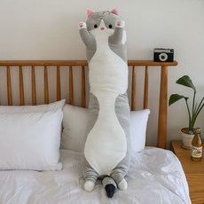 Jnana 軟萌貓咪麻糬長形玩偶, 灰色