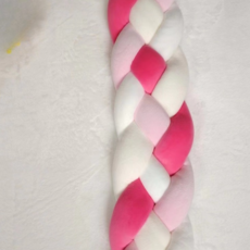 Happy Mine 柔軟溫暖麻花捲床邊護欄 1m, 深粉紅色 + 淺粉紅色 + 白色