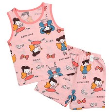 메이키즈 요정나라 오가닉 통기성 민소매 슬라브 상하 세트