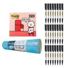 3M 包裝紙 3m+便條貼 654-Bt21+namepen簽字筆 F款 24入, 黑色(簽字筆)+RJ(便利貼), 1組