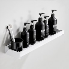 MONACO OLIVE 金屬線條現代鋼製層架 一般型50 + 免釘膠固定套組, 白色, 1套