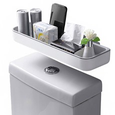 Good&Chip 浴室免鑽孔馬桶上方廁所收納架 + 黏性貼紙 2入, 灰色, 1套