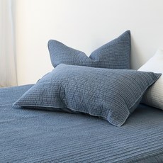 Nubile 高溫水洗線條絎縫顏料染60支細棉純棉枕頭套