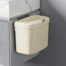피어니스트 무타공 벽걸이 다용도 쓰레기통, 크림 덮개