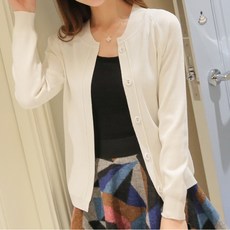 구디프 여성용 포근색감 캐주얼 라운드넥 가디건