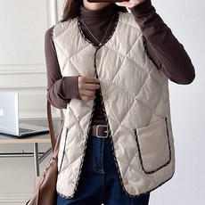 라라온 여성용 퀼팅 스냅버튼 포켓 패딩 조끼 베스트 TSP1428