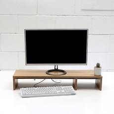 데코밸런스 컬러 듀얼 모니터 받침대 와이드 받침 선반, 와이드800_125 오크