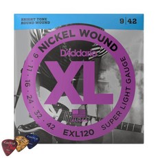 D'Addario 鎳 009 042 電吉他弦 + 城堡撥片 3入, 1組, EXL120, 單色