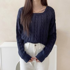 잘빠진 여성용 소프트 스퀘어넥 트위스트 니트 티셔츠