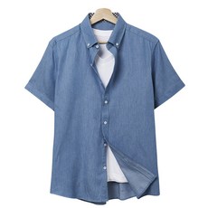 HOTCODE 男款牛仔短袖襯衫 HC258