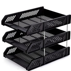 싸비예 고급 튼튼한 서류함 트레이, 3단, 블랙