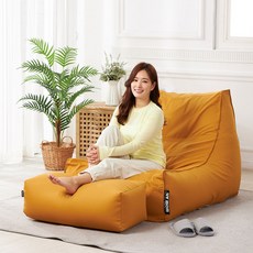 리브맘 그랜드 빈백 쇼파 +풋스툴 세트, 머스타드