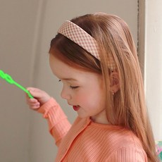 LuckyBambine 女童款簡約格紋日常髮箍