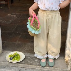 Starbean 女童休閒蕾絲鬆緊帶長褲