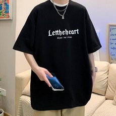 남성용 패션플로우 레터링 클라인 심플 반팔 티셔츠