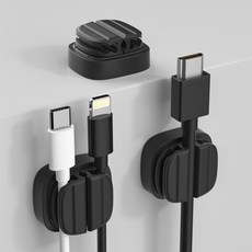 Jyulhome 3合1 usb 充電線 線材整理固定器, 黑色, 3個