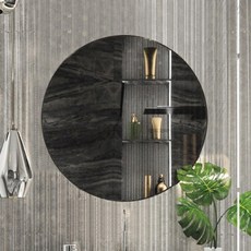 WEMIRROR 無框室內裝潢浴室化妝臺壁掛式圓形鏡 壁掛型 小型, 單一顏色