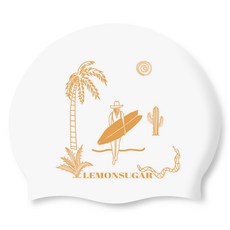 檸檬糖滑沙矽膠成人泳帽, 1個, 白色