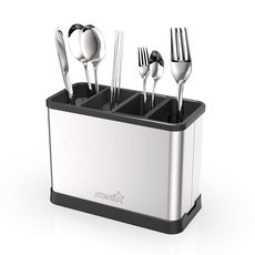 STAFIX Belita 不鏽鋼餐具筒 4格, 銀色, 1個