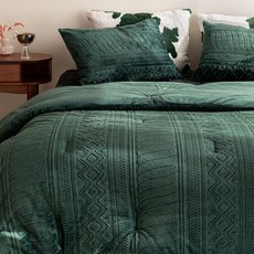 HELLOSLEEP 經典針織燒花超細纖維冬季棉被, 深綠色