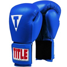 TITLE 經典彈性 2.0 真皮拳擊手套雙手套組, 藍色