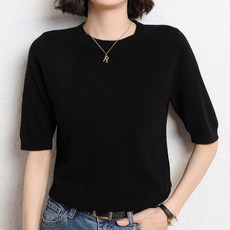 라라티나 여성용 카리 간절기 베이직 반팔 니트