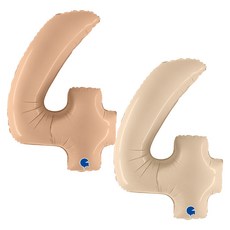 GRABO 數字 4 鋁箔氣球 大 2件組, 1套, 奶油, 拿鐵