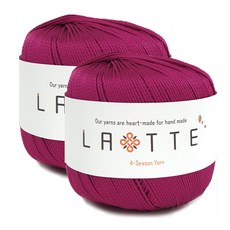 실바람섬유 라떼 사계절 폴리 뜨개실 65g, 34 자주, 2개