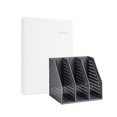 deLi 3折折疊迷你書架+Linfini透明文件夾40張套組79003-72413, 黑色（書架），灰色（堆）, 1套