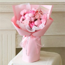 Scent Basket Pastel Bonbon 香皂棉花花束 + 卡片組, 粉紅色, 1套