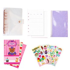 lucalab Archive 玫瑰金活頁環 6孔 萬年型 手帳套組, 透明亮片