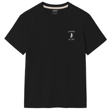 okstar 男女通用 Epi 貓咪刺繡透氣短袖T恤 3TS010, 黑色