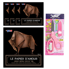 동아피엠에스 종이나라 4000 크라프트지다물 35cm 5p + 고쿠요 SAXA 플라이 캡 가위 핑크, 1개