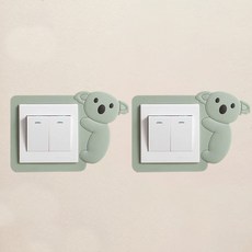 Allode 動物開關貼紙 2入, NO 09 薄荷綠無尾熊