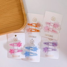 Kids Day 女童閃亮星星按壓夾5對組