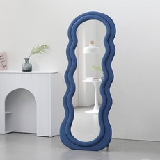 데코퍼니쳐 루씨 벨벳 웨이브 전신거울 700 방문설치, 블루