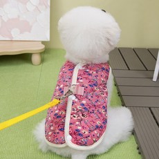 딩동펫 반려동물 할머니 시골 촌캉스 꽃무늬 조끼, 1개, 핑크