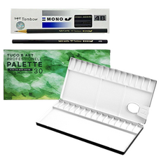 TUCO.B 高級鋁製美術調色盤+4B鉛筆 12入組, 1組, 30格