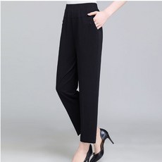 마켓에이 여성용 빅사이즈 투버튼 일자핏 스판슬랙스