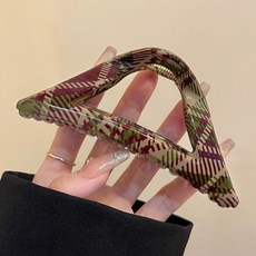 맙소샵 너드 빈티지체크 빅사이즈 헤어 집게핀 HR534