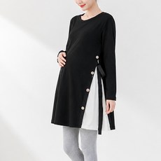아이캔심플 체형커버 배색포인트 롱티셔츠