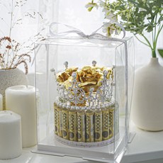 金色玫瑰零用錢盒 鈔票蛋糕 + 盒子 + 購物袋, 金色